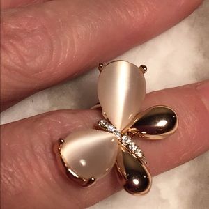 NEW,Rose Gold plated butterfly ring, cats eye,Sz 5